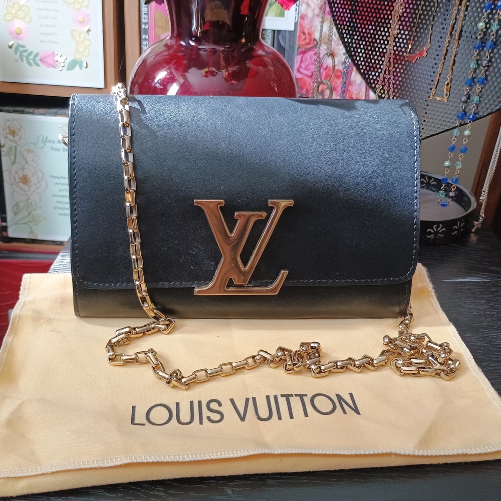 Louis Vuitton Black Crossbody Bag with Gold Chain